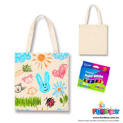 Canvas Tote Bag Cotton Blend With Paint Sticks