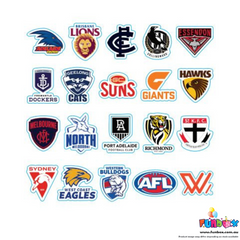 AFL Licensed Team Sticker Sheet (15 X 15Cm) - 5 PACK