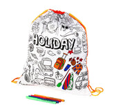 Holiday Colour-In Drawstring Bag
