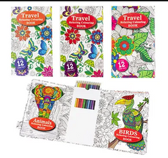 Adult Travel Colouring Zentangle Activity Book With Pencils