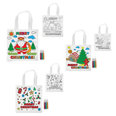 Christmas Themed Colour-In Tote Bag - Bulk Buy