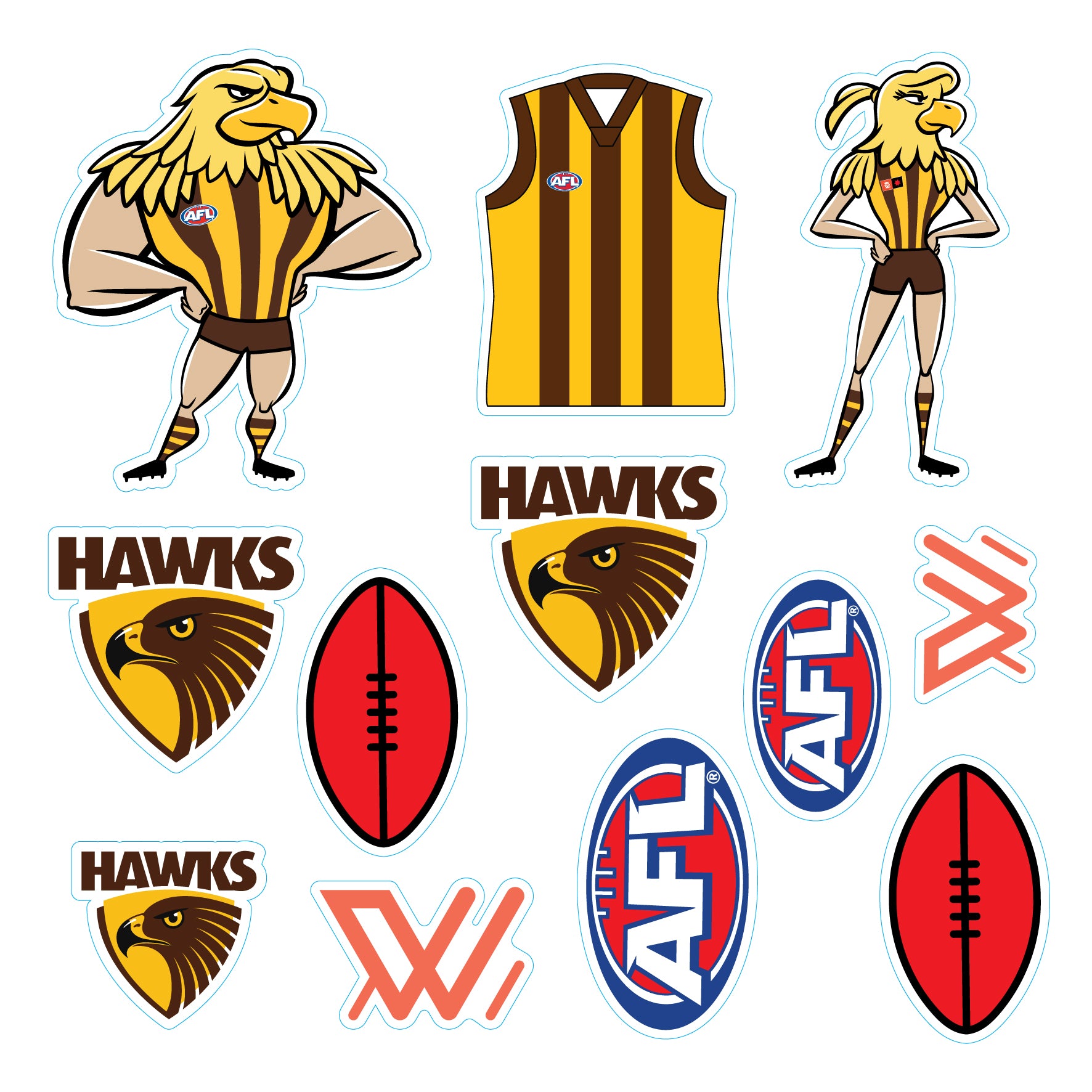 AFL Licensed Individual Team Sticker Sheets (5-pack) - Choose Your Team!