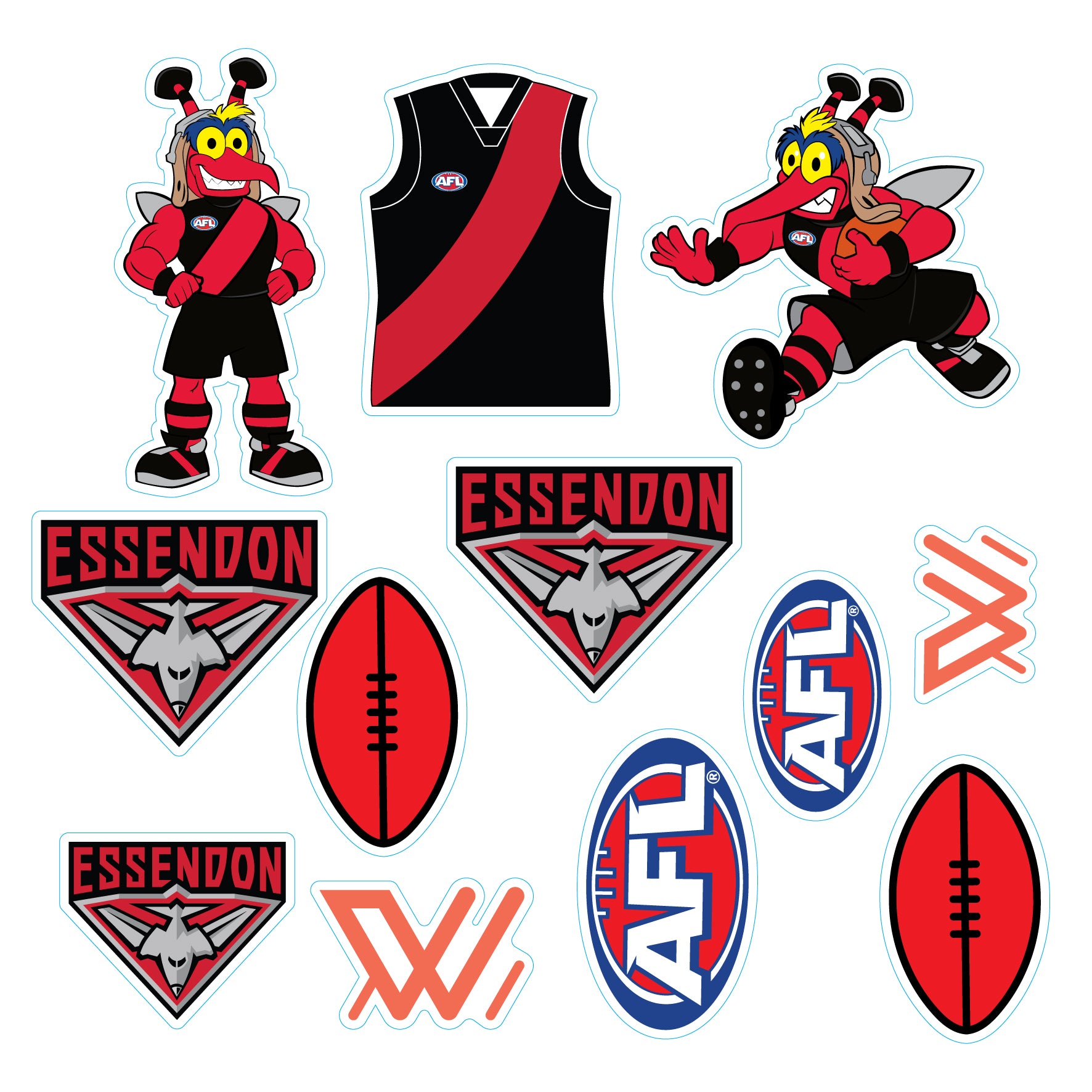 AFL Licensed Individual Team Sticker Sheets (5-pack) - Choose Your Team!