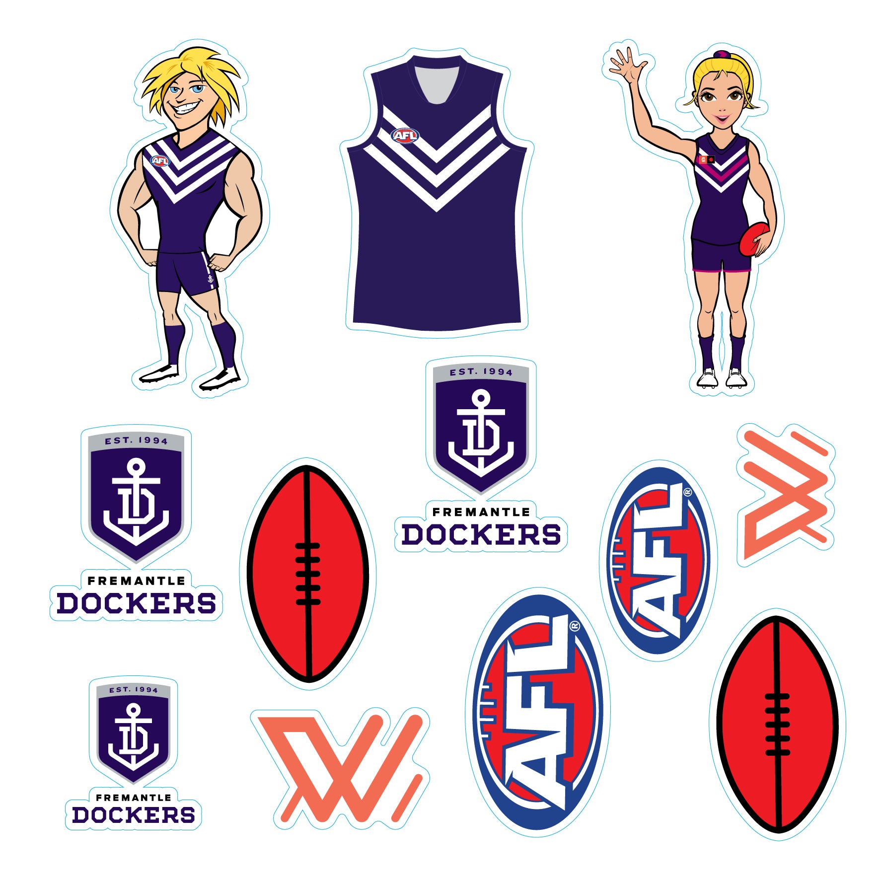 AFL Licensed Individual Team Sticker Sheets (5-pack) - Choose Your Team!