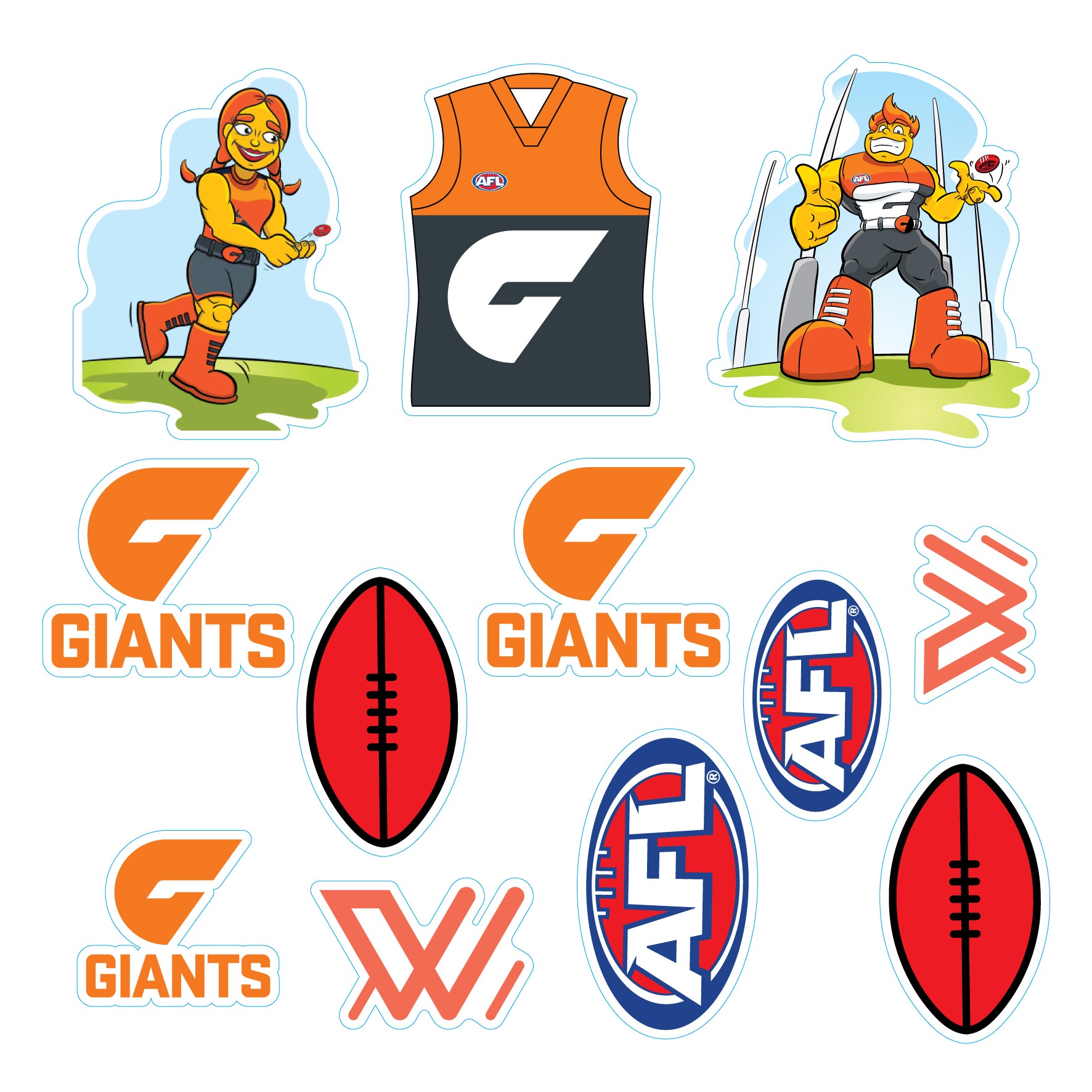 AFL Licensed Individual Team Sticker Sheets (5-pack) - Choose Your Team!