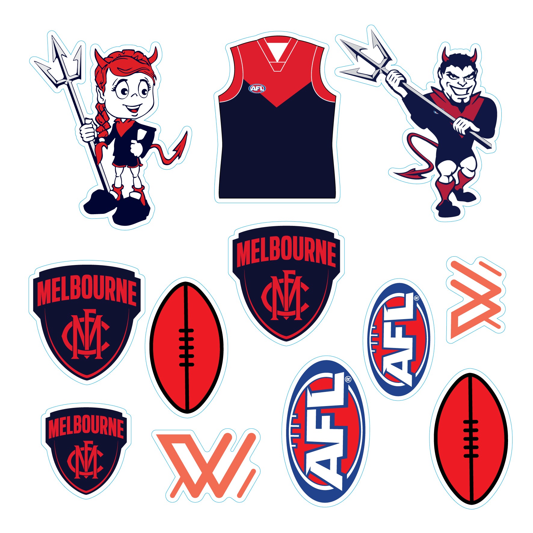 AFL Licensed Individual Team Sticker Sheets (5-pack) - Choose Your Team!