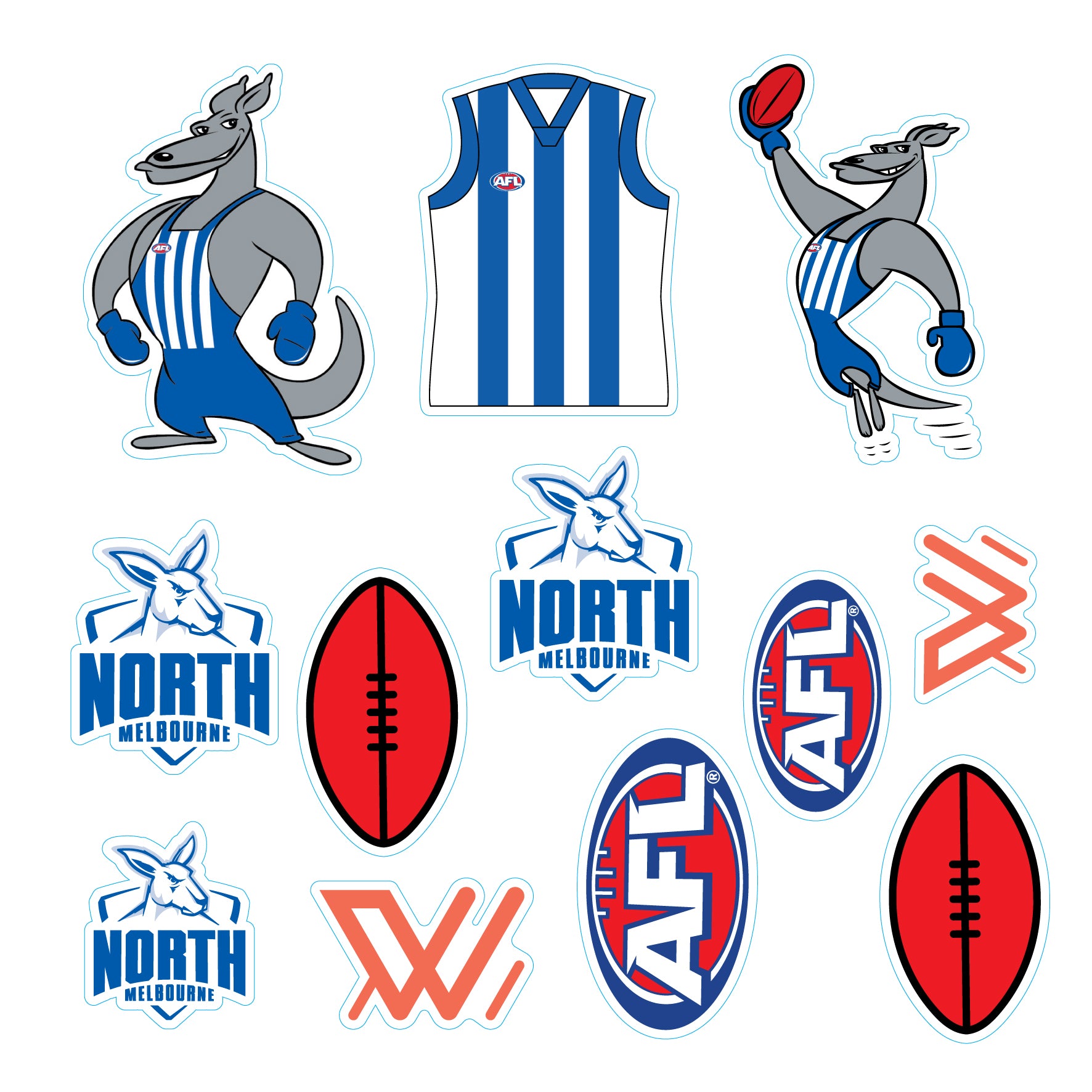 AFL Licensed Individual Team Sticker Sheets (5-pack) - Choose Your Team!