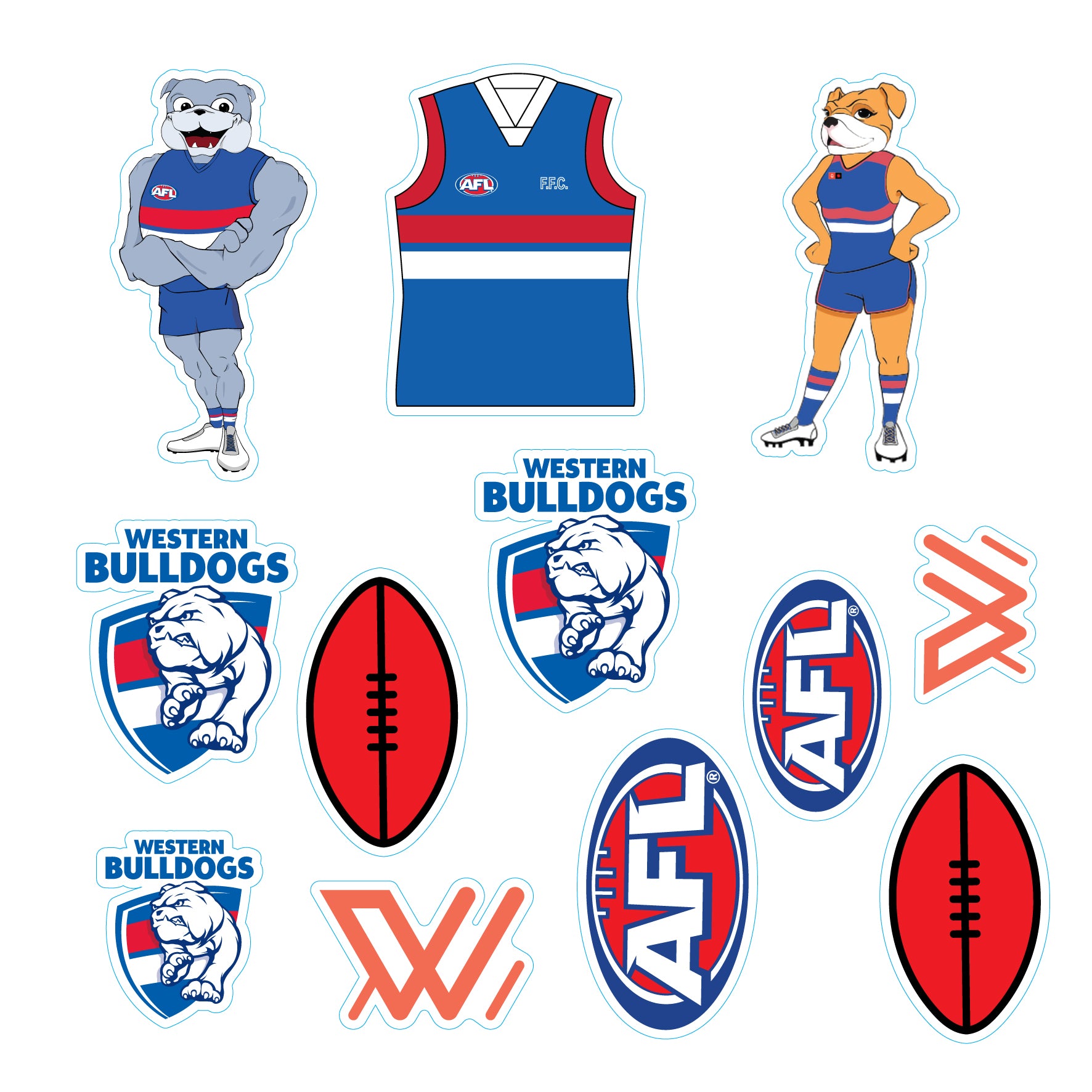 AFL Licensed Individual Team Sticker Sheets (5-pack) - Choose Your Team!