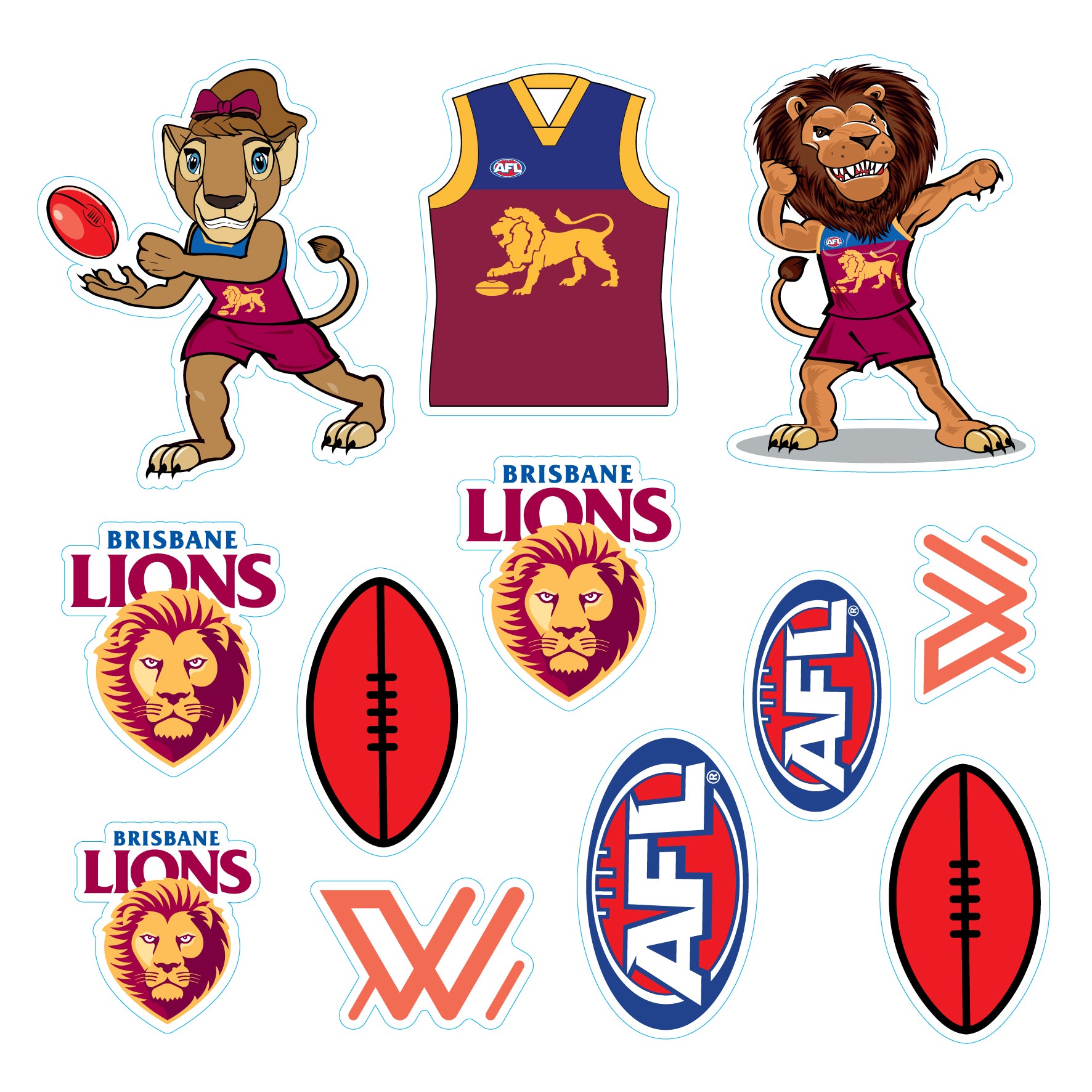 AFL Licensed Individual Team Sticker Sheets (5-pack) - Choose Your Team!