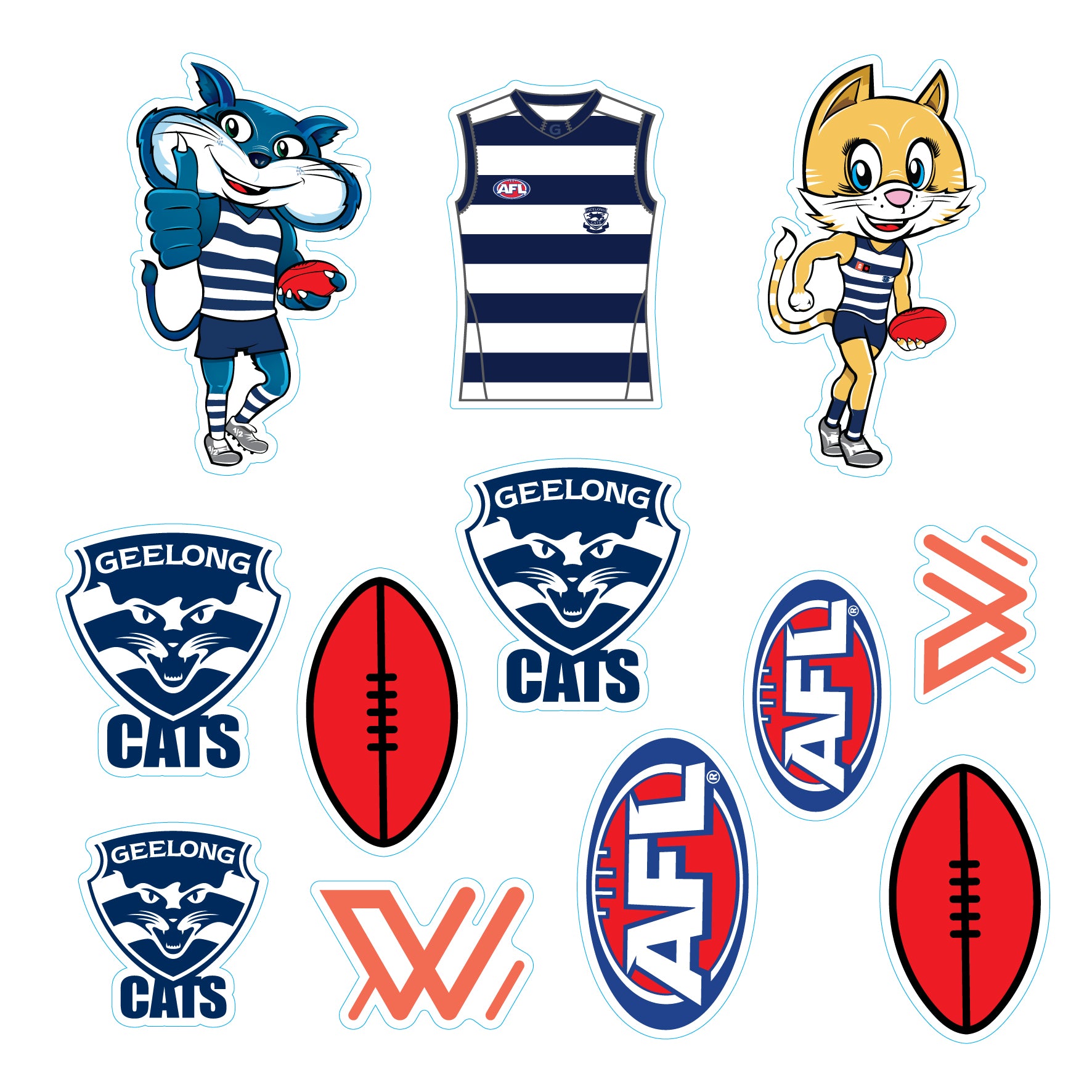 AFL Licensed Individual Team Sticker Sheets (5-pack) - Choose Your Team!