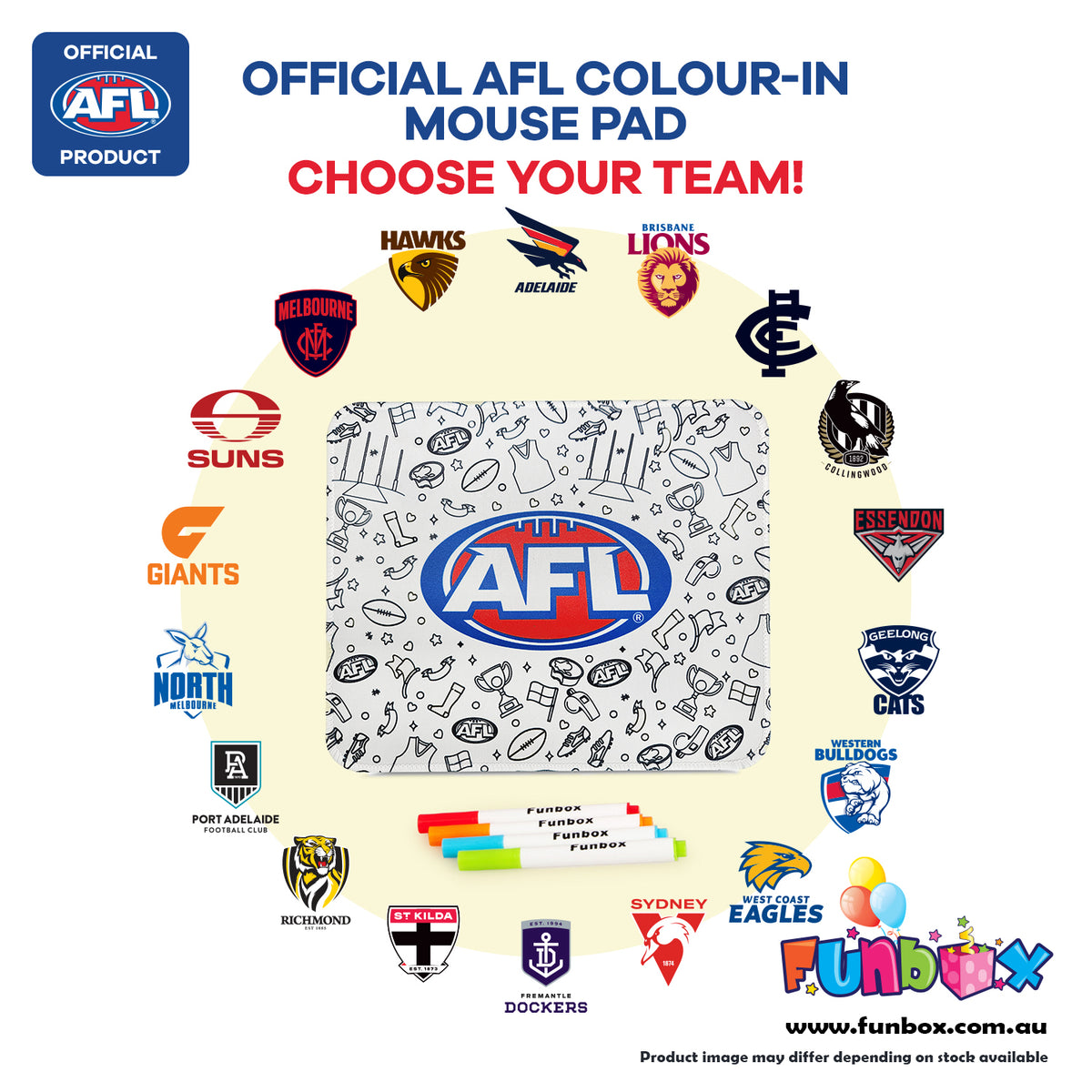 AFL Colour-In Mouse Pad - Choose Your Team!