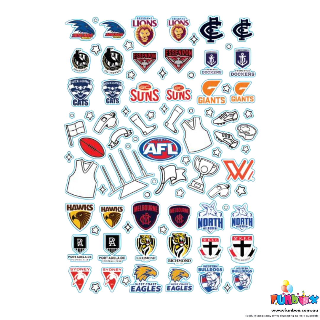 AFL Licensed Sticker Sheet A4 - 5 PACK