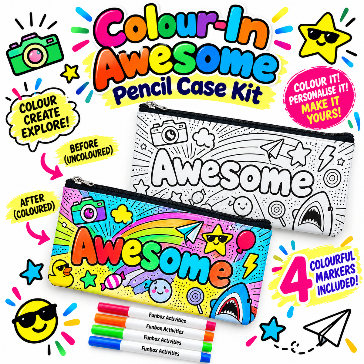 Colour-In Awesome Pencil Case (New design)