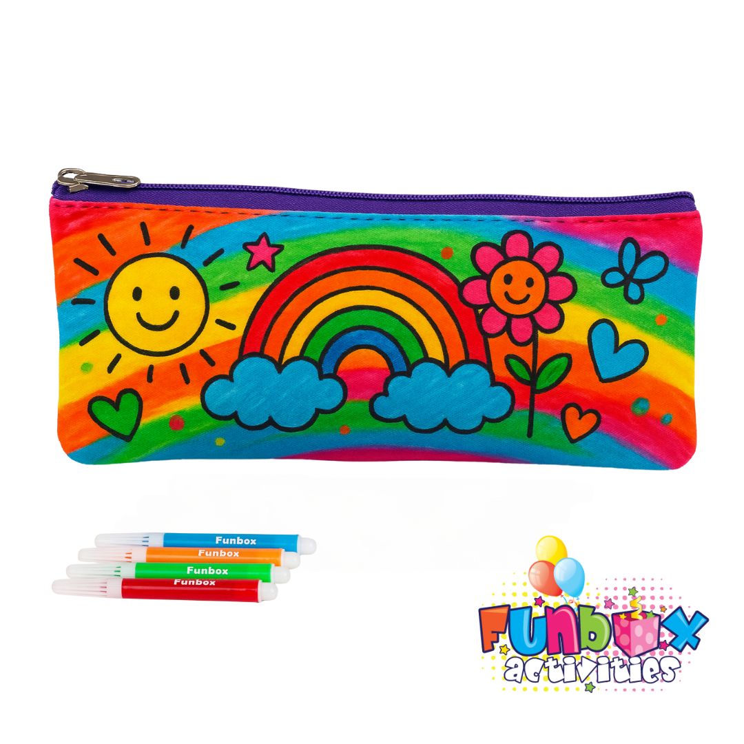 Colour-In Plain White  Canvas Pencil Case