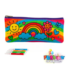 Colour-In Plain White  Canvas Pencil Case
