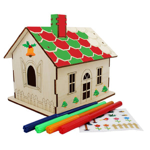 Wooden DIY Christmas Money Box House Kit