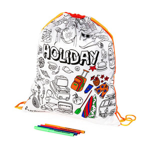 Holiday Colour-In Drawstring Bag