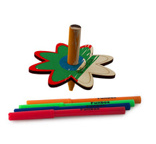 Flower Wooden Spinning Top with Texters
