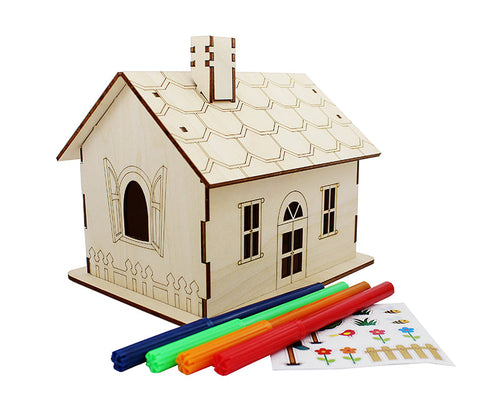 Wooden DIY Money Box House Kit