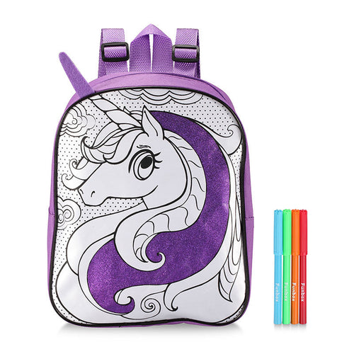 Colour-Me-In Unicorn Backpack with Texters