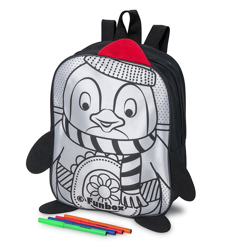Colour-Me-In Penguin Backpack With Markers