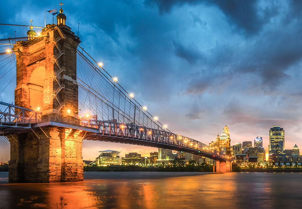 Funbox - Cincinnati Bridge at Dusk 1000 Piece Adult's Jigsaw Puzzle