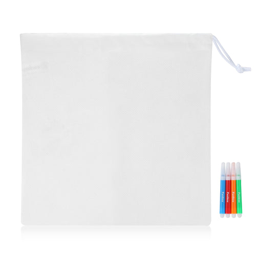 Plain White Colour-In Drawstring Bag