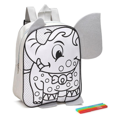 Colour-Me-In Elephant Backpack with Markers